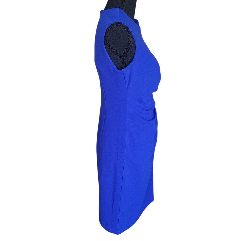 DKNY Royal Blue Midi Ruched Sheath Dress Women's Size 6 - Picture 3 of 11